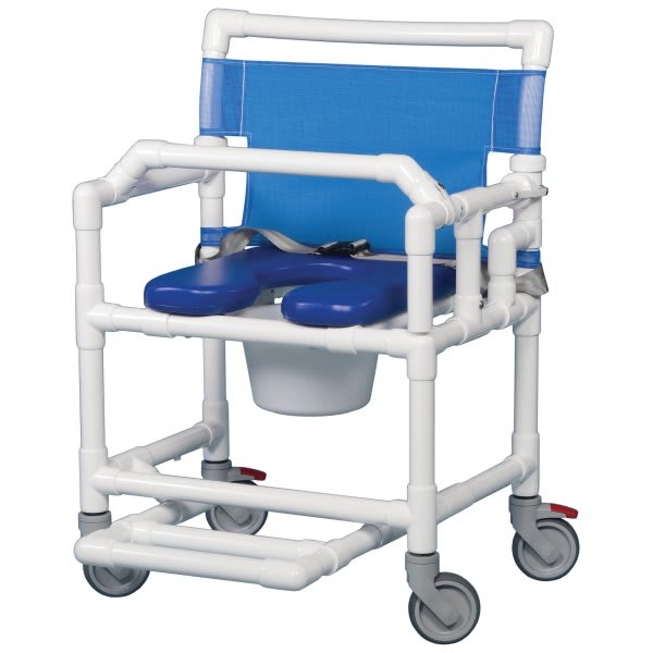 Ipu® Shower Commode Chair Blue Soft Seat, Seat Belt Left 400 Lbs