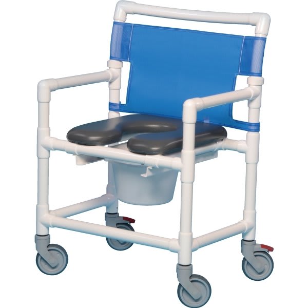 Ipu® Deluxe Reclining Shower Commode Blue Soft Seat In Linen HD Supply