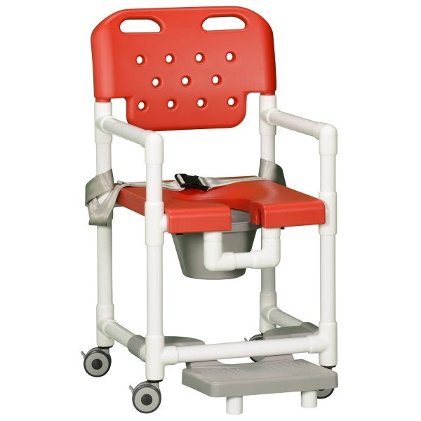 Ipu® 17" Clearance Shower Commode Chair Footrest Seat Belt Left In Red