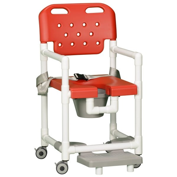 Ipu® 20" Clearance Shower Commode Chair Footrest Seat Belt Left In Red