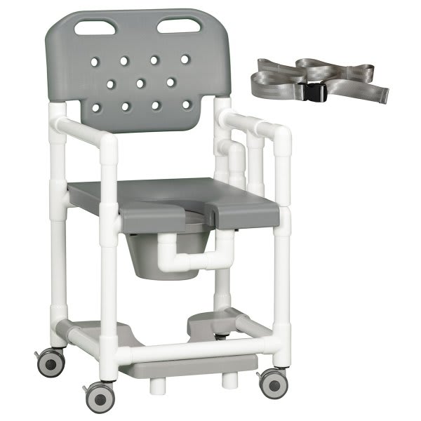 Ipu® 20" Clearance Shower Commode Chair Footrest Seat Belt Left Drop Arm In Gray