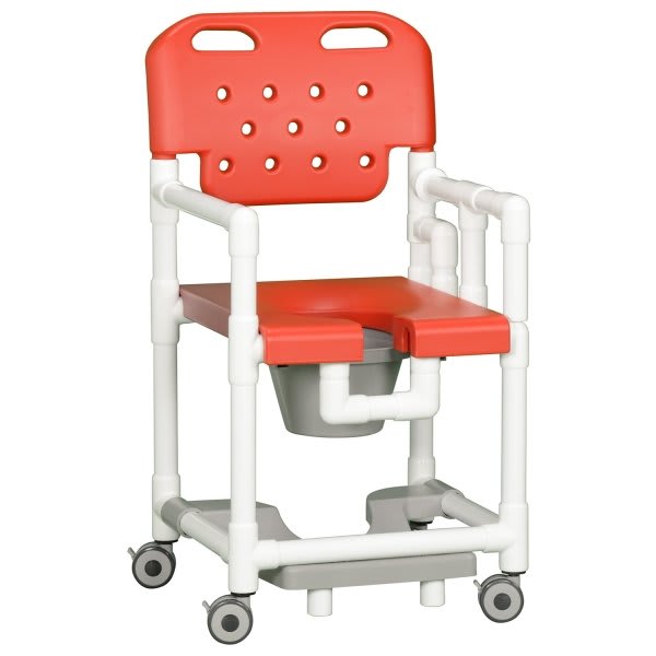 Ipu® 20" Clearance Shower Commode Chair Footrest Left Drop Arm In Red