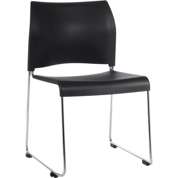 National Public Seating® Sled Base Polypropylene Stack Chair, Black