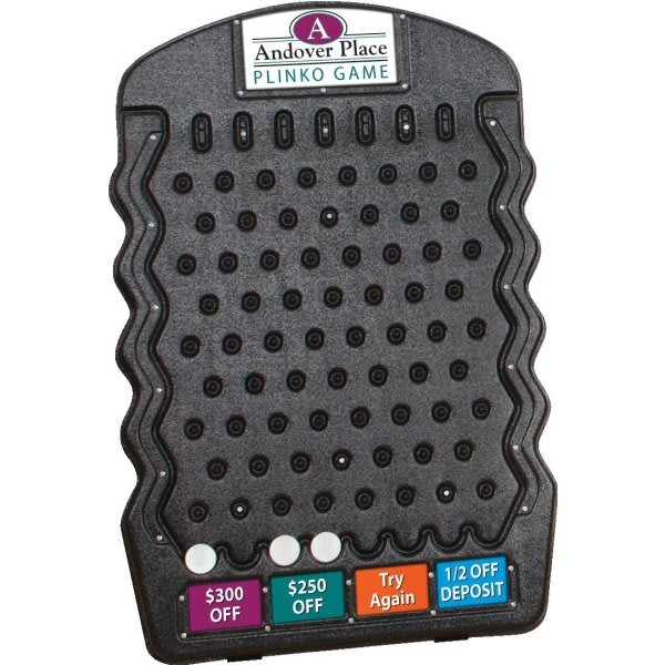 Plinko Style Prize Drop Game Board, Easel Back, 3 Pucks, 25" X 36" X 22"