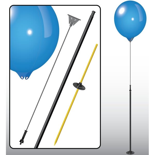 Deluxe Helium Free Balloon Pole Mount Kit, 1 Ballon/Pole/Base