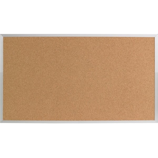 Cork Bulletin Board, Lightweight, Wall Mount, Aluminum Frame, 48 X 36"