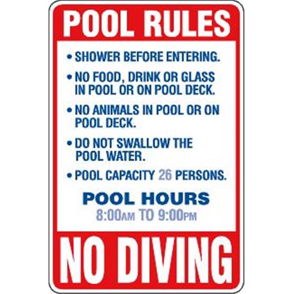 HYKO "No Glassware Allowed In Pool Area" Pool Sign, Polyethylene, 10 x