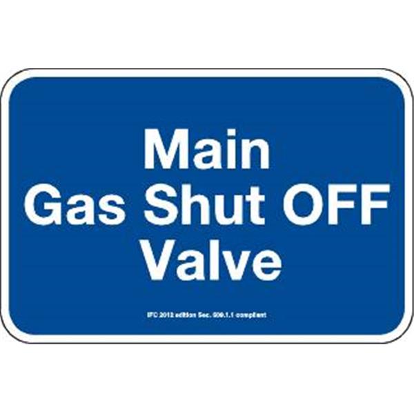 Sign Main Gas Shut Off Valve 18x12"