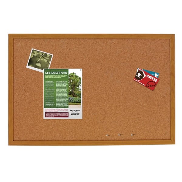 Foray® Brown Aluminum Frame Cork Bulletin Board 24 x 36 Inch HD Supply