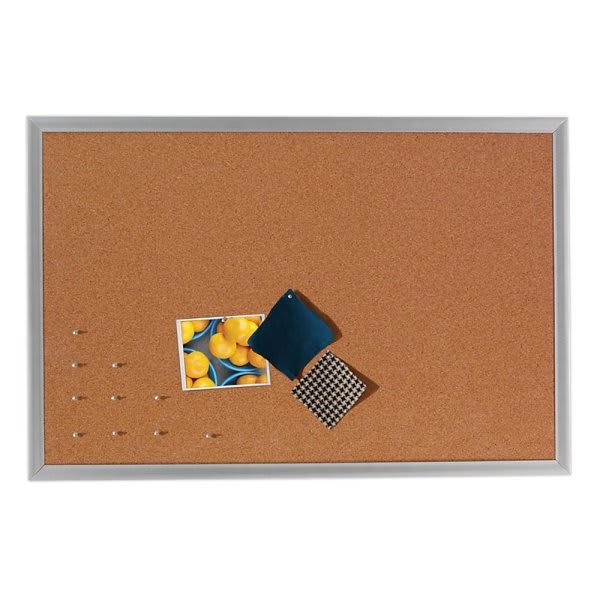 Foray® Brown Aluminum Frame Cork Bulletin Board 24 x 36 Inch HD Supply