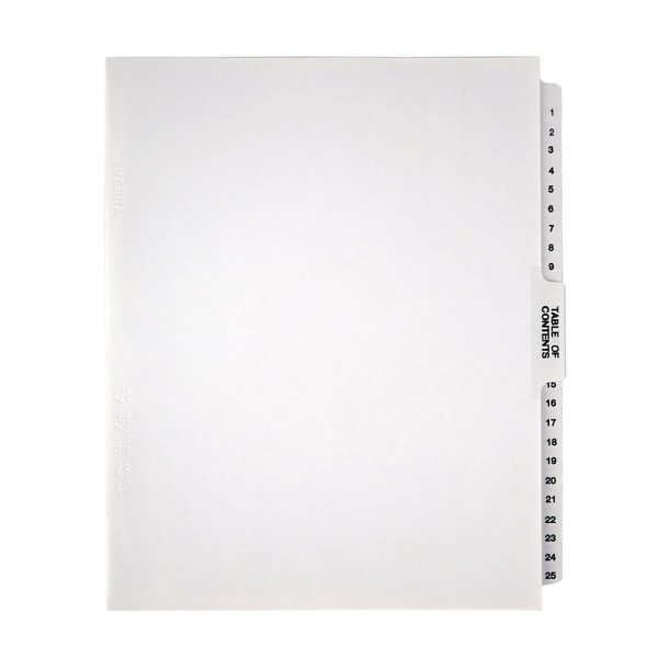 Office Depot® Brand Insertable Dividers, Big Tabs, White, Clear Tabs, 8