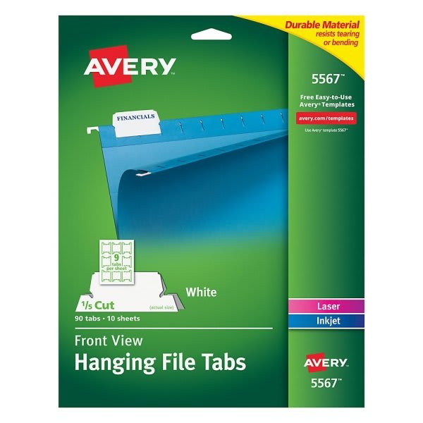 Avery® White Printable Self Adhesive Tab Package Of 80 HD Supply