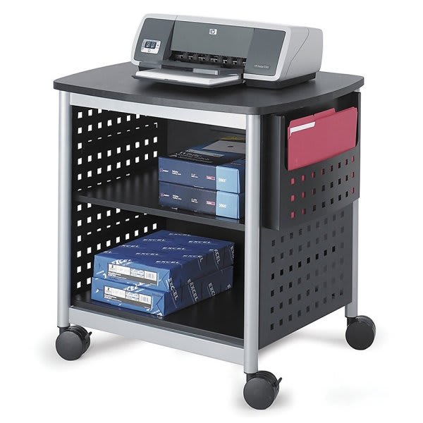 Safco® Scoot Black/Silver Deskside Printer Stand