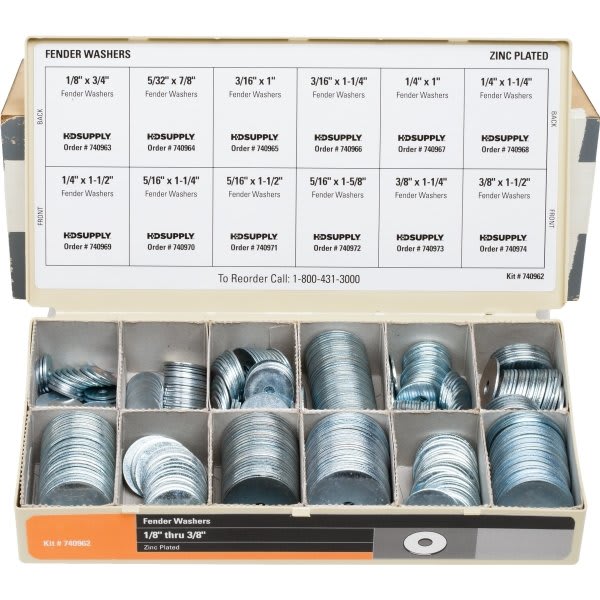 Wellsco Zinc Fender Washer Assortment Kit
