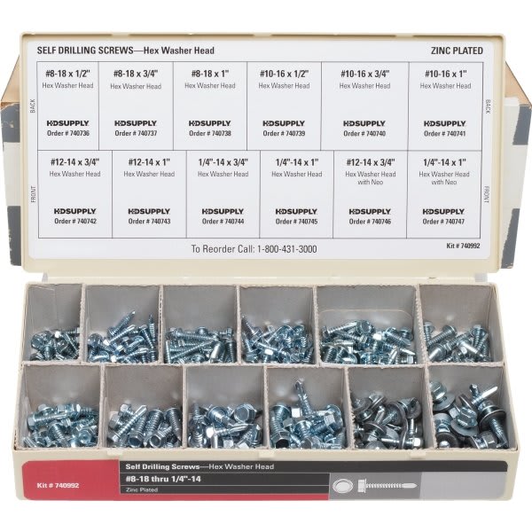 Wellsco Hex Head Self-Drilling Screw Assortment Kit