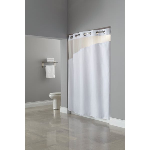 Focus Products Madison Hookless Shower Curtain Window & Liner, White, Case Of 12 HD Supply