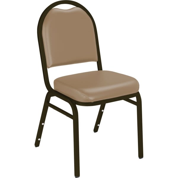 National Public Seating® Beige Vinyl Crown Back Stack Chair Seat Mocha Frame