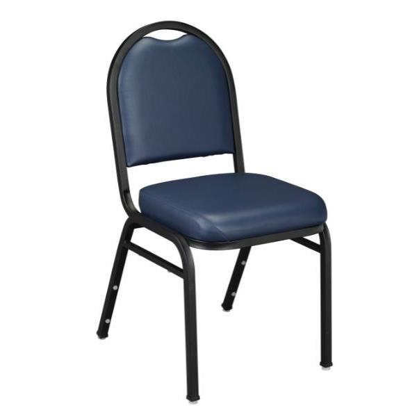 National Public Seating® Vinyl Crown Back Stack Chair, Blue, Black Frame