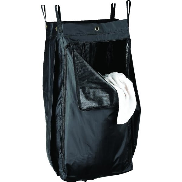 Housekeeping Cart Zipper Front Waste Bag Black