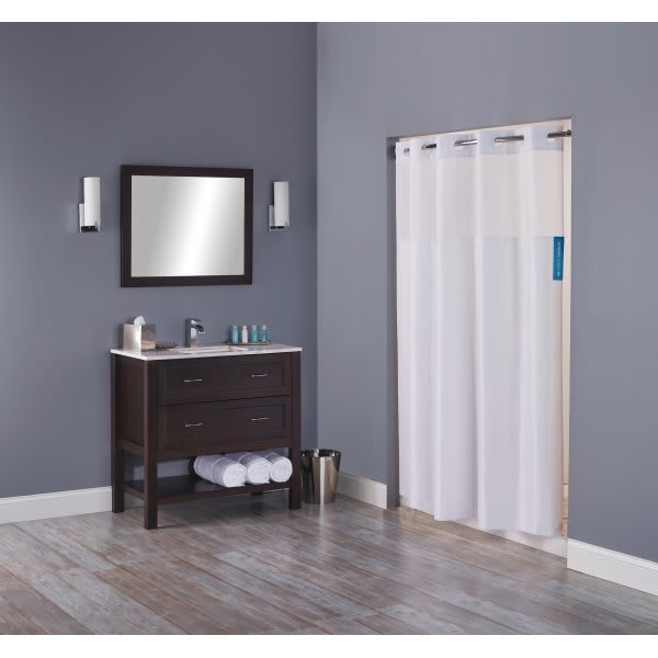 Focus Products Hookless Embossed Moire Shower Curtain 71 x 74" White