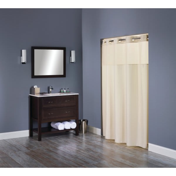 Focus Products Hookless Vinyl Vision Shower Curtain 71 x 74" White