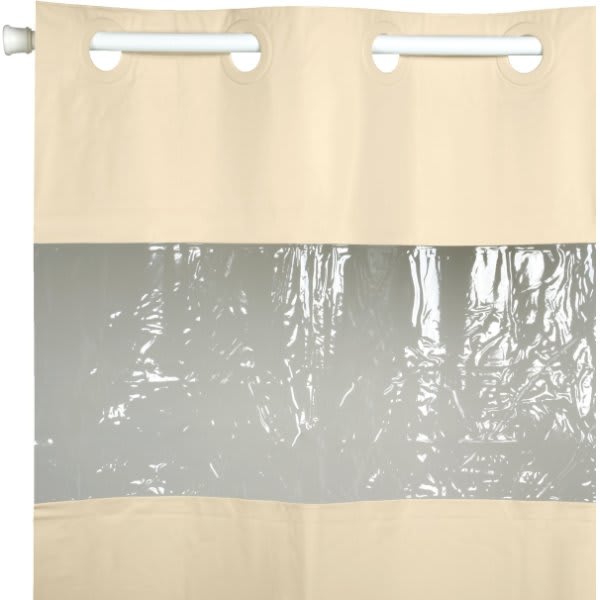 Focus Products Hookless Vinyl Vision Shower Curtain 71 X 74" Beige Package Of 12