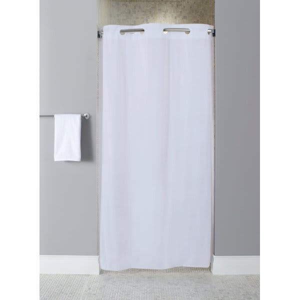 Focus Products Hookless Embossed Moire Shower Curtain 71 x 74" White