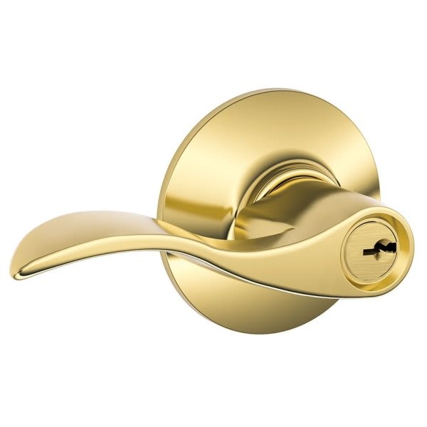 Schlage® Accent F Series Lever, Entry, Grade Aaa, Metal, Bright Brass