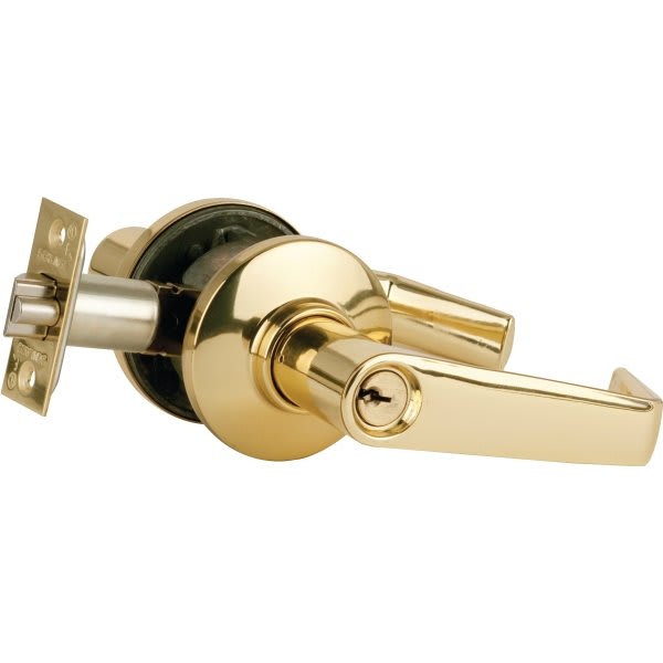 Schlage S Series Bright Brass Flair Entrance Lever Lockset