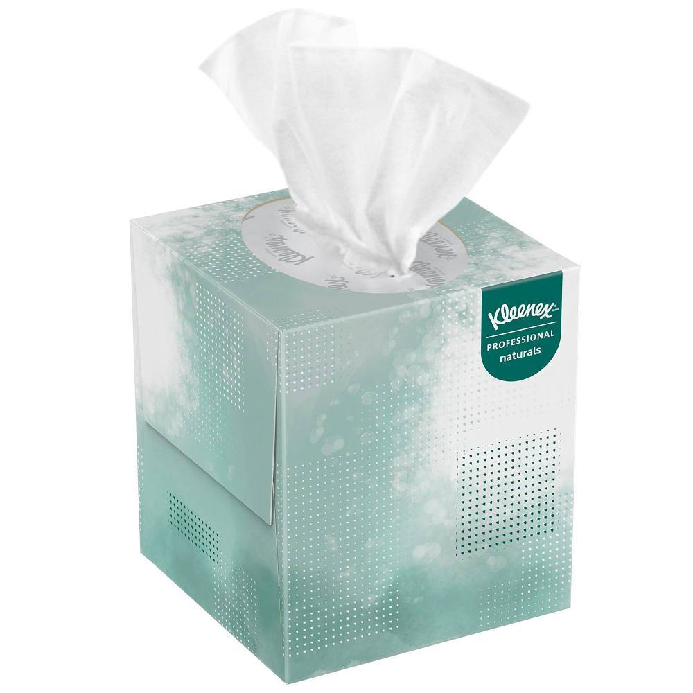 Kleenex Naturals Facial Tissue, 2-Ply, White, Carton Of 36