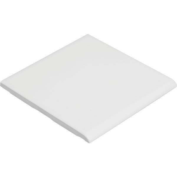 Daltile® Single Bullnose Ceramic Tile, 4-1/4 X 4-1/4", White Semi-Gloss 100/Bx