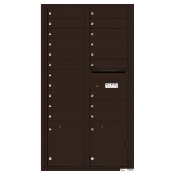 Florence Mfg Versatile 4c, Max Height Suite, 20 Mailboxes, 2 Parcel Lockers, 1 Outgoing Brown
