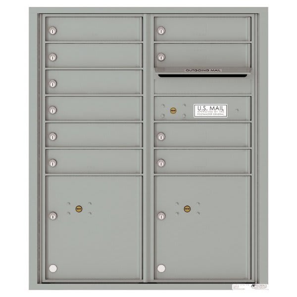 Florence Mfg Versatile Silver, Ada Max Height Suite, 10 Mailboxes 2 Parcel Lockers 1 Outgoing