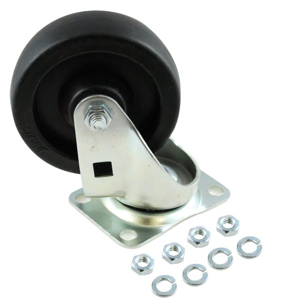 Rubbermaid Commercial 4 Inch  Swivel Plate Caster W/Hardware For Rubbermaid Commercial Utility Truck