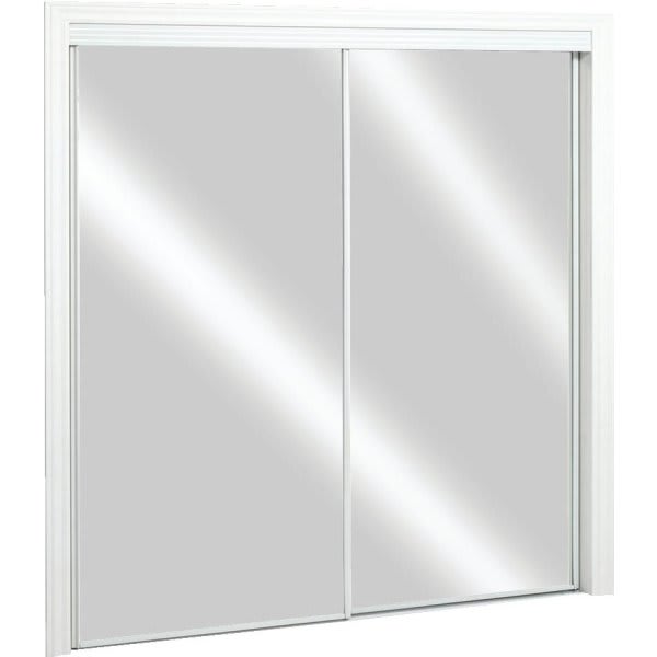 72" X 80" White Framed Mirror Closet Door, 120 Series