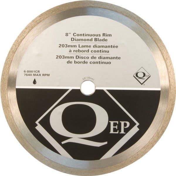 Qep #6-8001cr, 8 In. Continuous Rim Diamond Tile Saw Blade For Wet Cutting