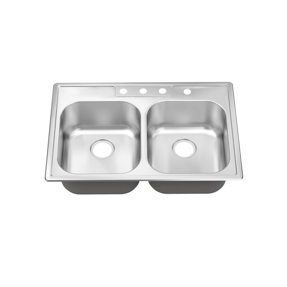 Seasons 33 In. Drop-In Single Bowl Stainless Steel Kitchen Sink, 20 Gauge, 4 Hole