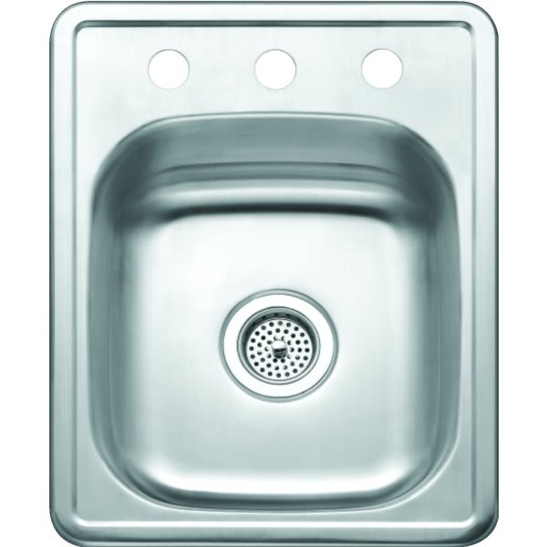Seasons® 17w  X 22l X 8d Single Bowl Topmount 3-Hole Stainless Bar/Utility Sink