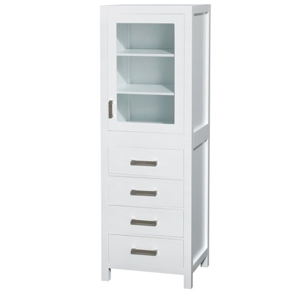 Wyndham Sheffield White 4-Drawer Linen Tower Shelved Cabinet 24 Inch