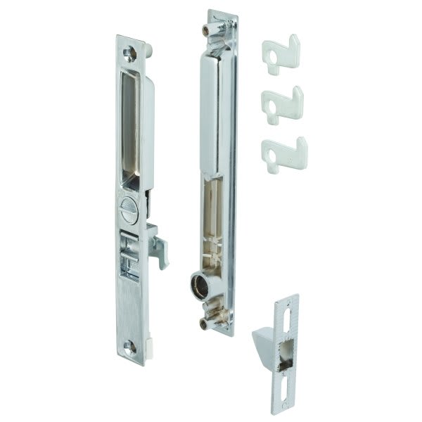 Sliding Glass Door Handle Keyed Flush Mount Mid Body Hook Chrome