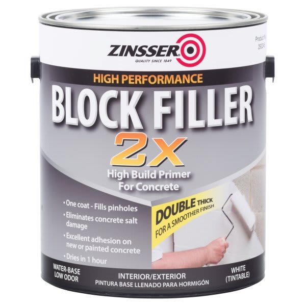 Zinsser 1 Gal Block Filler 2x High Build Concrete Primer Flat White 2pk