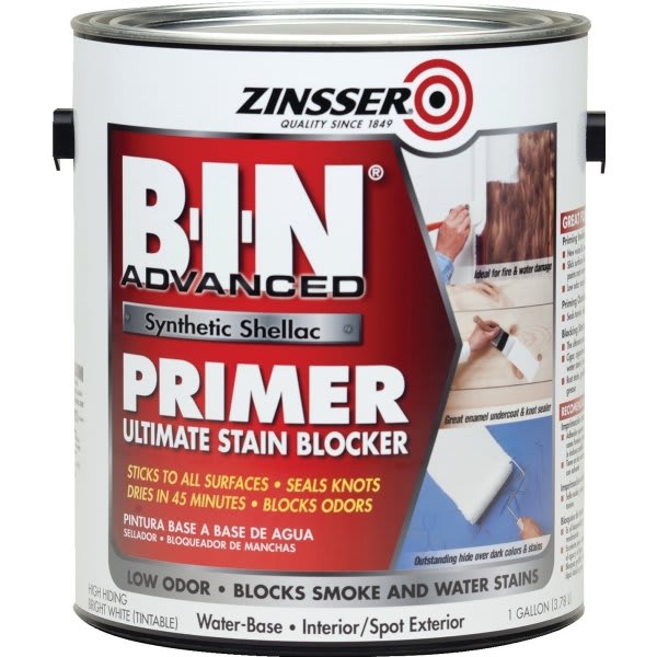 Zinsser 1 Gal B-I-N Advanced Synthetic Shellac Primer Sealer Flat White (2-Pack)