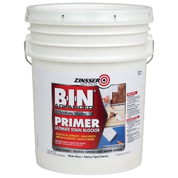 Zinsser 5 Gal B-I-N Advanced Synthetic Shellac Primer Sealer Flat White 1pk