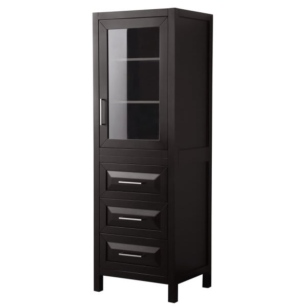Wyndham Daria Dark Espresso Linen 3-Drawer Tower Storage Cabinet 24"