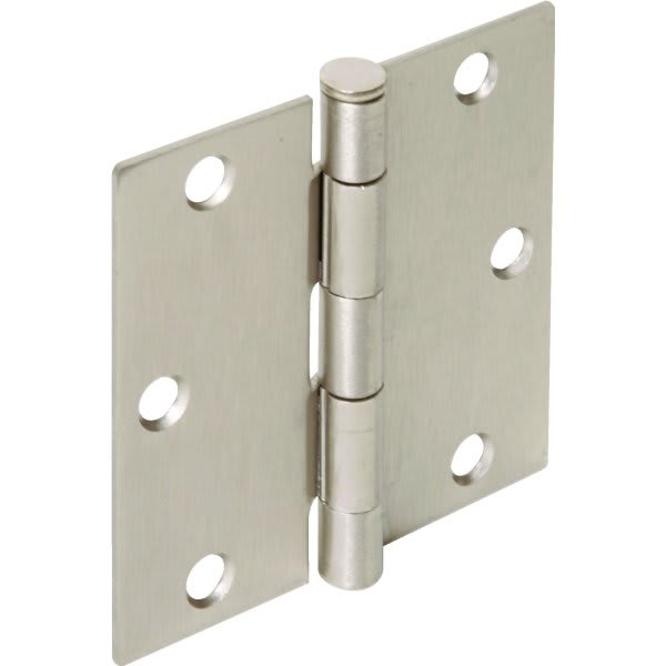 3-1/2" Residential Plain Bearing Door Hinge Satin Nickel Square Corner Pack Of 2