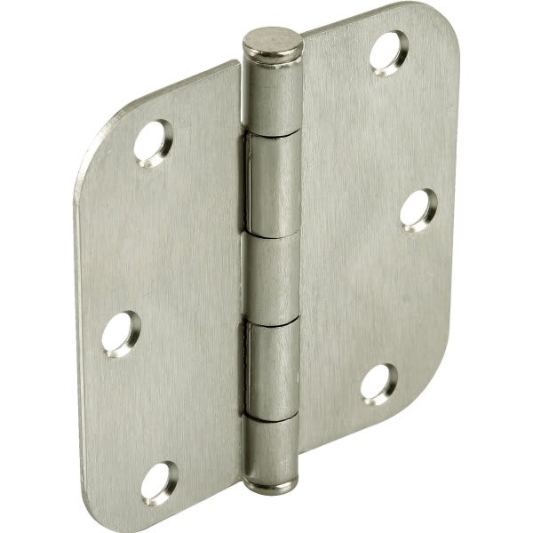 3-1/2" Residential Plain Bearing Door Hinge, Satin Nickel 5/8" Radius, Pack Of 2