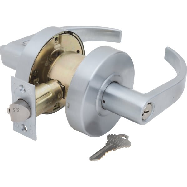 Shield Security® Commercial Cornwall Storeroom Lever, Satin Chrome