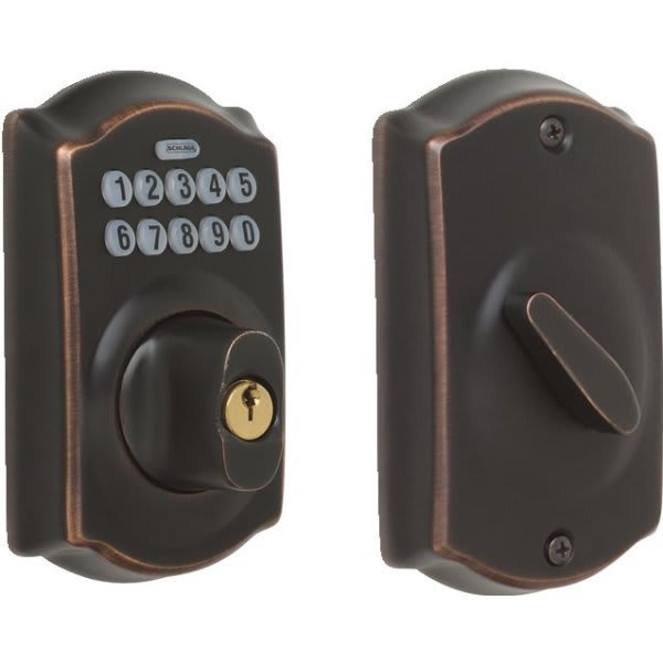 Schlage Plymouth Keypad Deadbolt With TurnLock, Satin Nickel HD Supply
