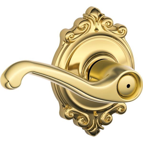 Schlage® Flair F Series Lever With Brookshire Trim, Privacy, Grade Aaa, Bright Brass