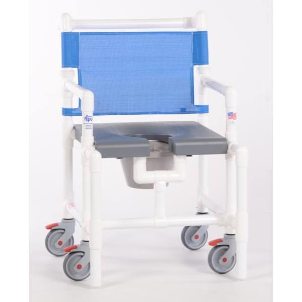 Ipu® Elite 375 Lbs Shower Commode Chair With Blow Molded Seat, G-Blue